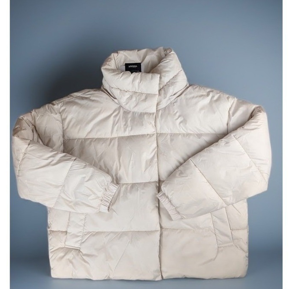 NVLT Ivory Vegan Down Puffer Jacket Detachable Hood Y4727NVL Women Large
